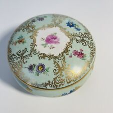 VINTAGE Amoges  Hand Painted Porcelain Hinged Trinket Pill Box picture