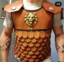 Larp Linothorax leather Scale Men's Greek Armor Medieval Brown Breastplate picture