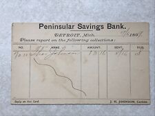 A473 Postcard Postal Card Peninsular Savings Bank Detroit MI Michigan 1899 picture