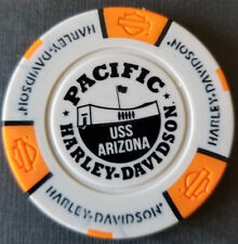 PACIFIC HD~Hawaii ~ USS ARIZONA (Gray/Orange) Harley Davidson Poker Chip picture
