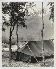 1962 Press Photo Campers pitch tent near Skagway, Alaska's Chilkoot Trail. picture