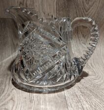 Vintage American Brilliant Cut Clear Glass Tankard Water Pitcher Diamond *READ* picture