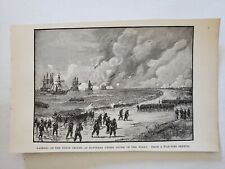 Fort Hatteras Landing of union troops 1888 Civil War Print picture
