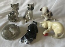 VTG Danbury Mint Cats of Character Bone China Cat Figurines Set of 6 picture