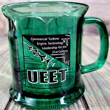 1990s NASA Coffee Mug UEET Program Employee Gift Glenn Research Green Glass EUC picture