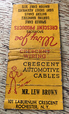 1940s-50s Crescent Automotive Cables Rochester New York Mr. Lew Brown Wiry Joe picture