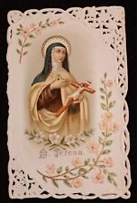 St. Teresa, Antique Paper Lace Holy Card circa 1890-1910  picture