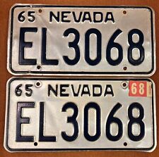 Vintage 1965 NEVADA Elko County USA Matching Pair License Plates ~ All Original picture