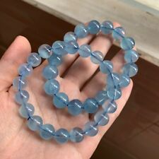 1PC 100% Natural Aquamarine Gemstone Round Beads Bracelet Crystal Healing Gift picture
