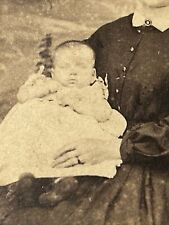 Antique Photo Mother with Ring Holding Baby 4 x 2.5 Inches Paper Ephemera picture