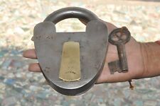 Vintage Big Solid Heavy Iron V.R Crown Mark Handcrafted English Padlock picture