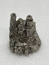 Tiny Midieval Castle Fortress Figurine Pewter 1” Silver picture