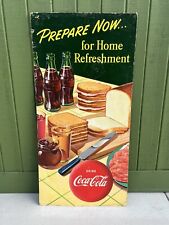 Vtg 1950 Coca Cola Stand-Up Vertical Advertising Litho Cardboard Sign 44 3/4