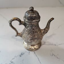 Silverplate Coffee Pot Shaped Salt Shaker with Screw on Lid Vintage Antique picture