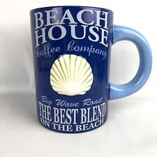 Huge 8” Tall Cracker Barrel Beach House Coffee Co Mug Novelty Seashell Blue Big picture