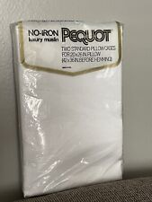 Vintage Pequot Luxury Muslin 2 Standard Pillowcases No Iron White New Sealed NOS picture