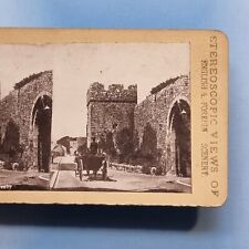 Tenby Pembrokeshire Stereoview 3D C1880 Horse Carriage Old Town Walls Wales picture