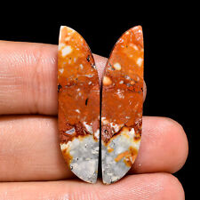 22.50Cts. Natural Maligano Jasper Pair Loose Gemstone Fancy Cabochon 36X9X4 MM picture