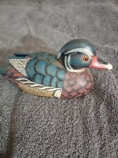 Vintage Wood Duck ~ Hand Carved, Hand Painted Wooden Carving 5.5” Long picture