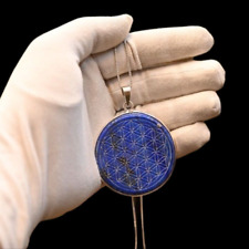 RARE ANCIENT EGYPTIAN ANTIQUE Hexafoil Amulet Made Lapis Lazuli and Chain Silver picture