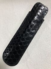 Black Genuine Python Snake and Leather Sleeve Case Mont Blanc and Luxury Pens picture
