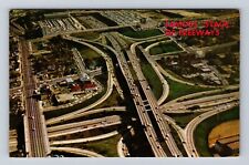 Los Angeles CA-California, Aerial View Of Stack Of Freeways, Vintage Postcard picture