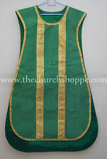Green Spanish Fiddleback Vestment & mass set of 5 pc, chausable fiddleback, picture