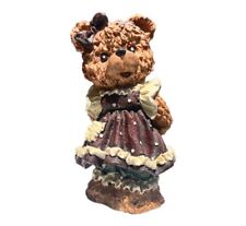 Piggy coin bank vintage Teddy Bear Girl In Pinafore Dress Hand Painted picture