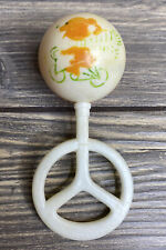 Vintage The First Years 1976 Baby Rattle White Orange Bear Bike Plastic picture