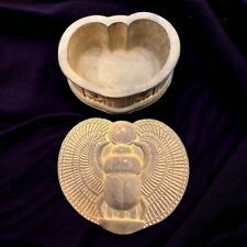 RARE EGYPTIAN ANTIQUE Box Jewelry Of Treasure King Tutankhamun Figure Scarab BC picture