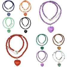 20mm Heart Shaped Pendant 4mm Bead Necklace Natural Crystal Stone Jewelry Gift picture