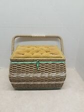 Vintage 60’s JC Penney’s Wicker Sewing Basket with Handle  & cloth lining. picture