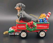 Danbury Mint Dachshund Christmas Ornament Dog In Little Red Wagon 2010 picture
