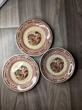 THREE VICTORIAN PURPLE MULBERRY W. BAKER & CO. WOODLAND PATTERN SCENIC PLATES picture