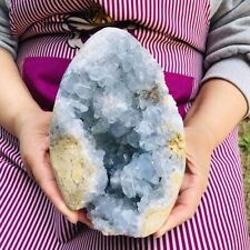4.57LB Natural Beautiful Blue Celestite Crystal Geode Cave Mineral Specimen642 picture