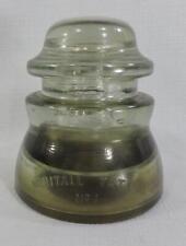 Vintage Glass Insulator Clear / Green WHITALL TATUM Co No. 1 GRAY OLIVE GREEN picture