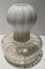 ANTIQUE 1895 GLOW NIGHT GLASS OIL LAMP, CLEAR BASE/WHITE SHADE picture