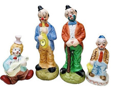 Set of 4 Flambro Vintage Bright Colored Hobo Circus Clown Figurines picture