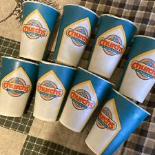 8 Vintage Churches Chicken Wax Paper Cups Unused Drive In Restaurant 3 5/8” tall picture