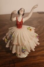 Vintage Frankenthal Dresden Lace Porcelain Ballerina Figurine 4.5” Some Damage picture