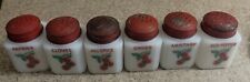 Vintage McKee Tipp City Cherry Milk Glass Spice Shakers Set Of Six 🍒 picture