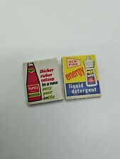 2 Vintage Advertising Matchbooks Hunt's & Energy Detergent Bonus Book Included picture