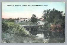 Leavitt Street Bridge HINGHAM Center Massachusetts Antique Hand Colored ~1920s picture