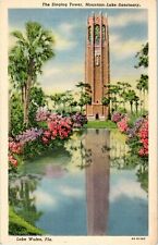 VTG. 1934 The Singing Tower Mountain Lake Sanctuary Curt Teich 4A-H1087 Linen picture