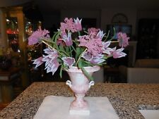 QUALITY ANTIQUE FRENCH BEADED FLOWERS WITH LEAVES IN VASE picture