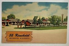 1954 MN Postcard  Rochester Minnesota 52 Ranchotel motel sign vintage linen picture