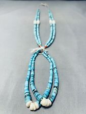 IMPORTANT AUTHENTIC VINTAGE SANTO DOMINGO TURQUOISE HEISHI NECKLACE OLD picture