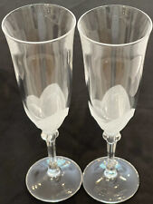 Set Of 2 Cristal D'Arques JG Durand Florence Champagne Flutes Frosted Petals EUC picture