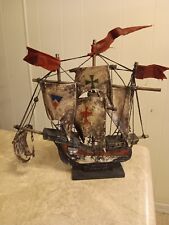 Spanish Galleon Ship - Handmade Wood Folk-Art Figurine - 10