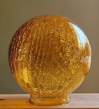Vintage 6” Art Deco Amber Crackle Glass Round Globe Lamp Shade 3 1/8” Fitter picture